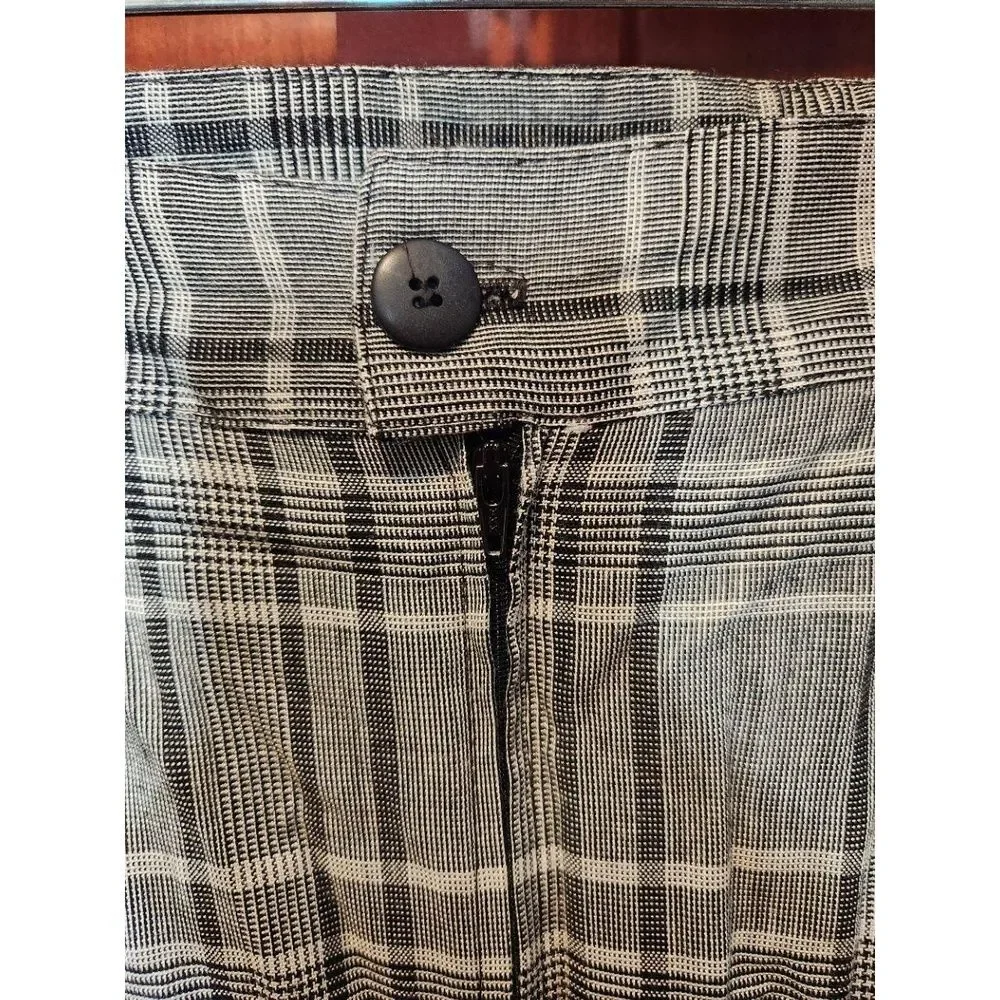 Samantha Skirt Black White Plaid Knee Length Pleated Made USA Size M Vintage!